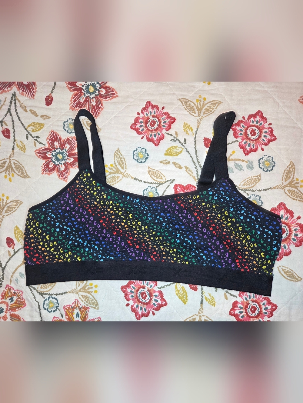 TomboyX Rainbow Cheetah Print V-neck Bralette, Size 3X